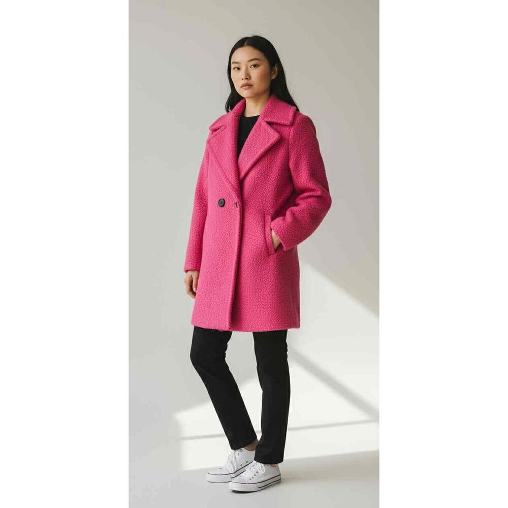 NWT NVLT Textured Pink Boucle Coat Wool Blend Oversized Chic Winter Jacket Sz M